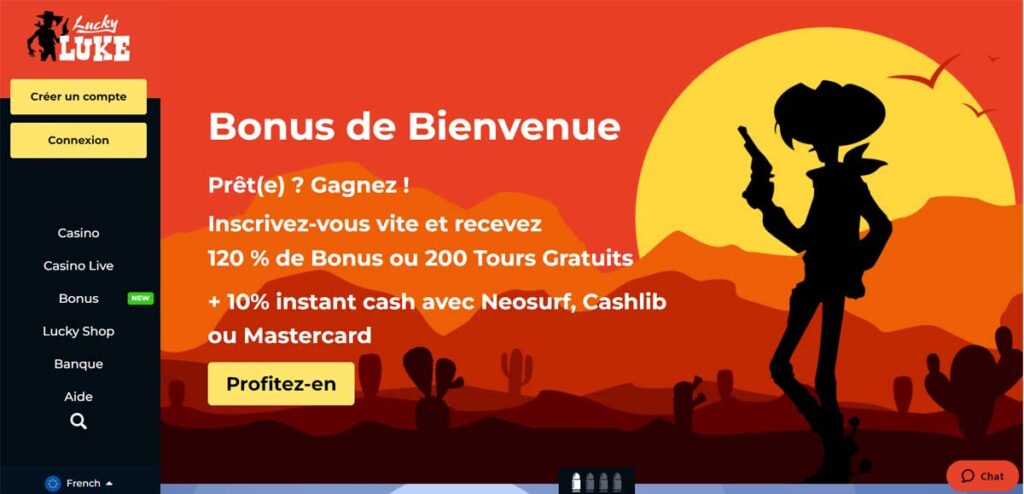 Lucky Luke Bonus de Bienvenue