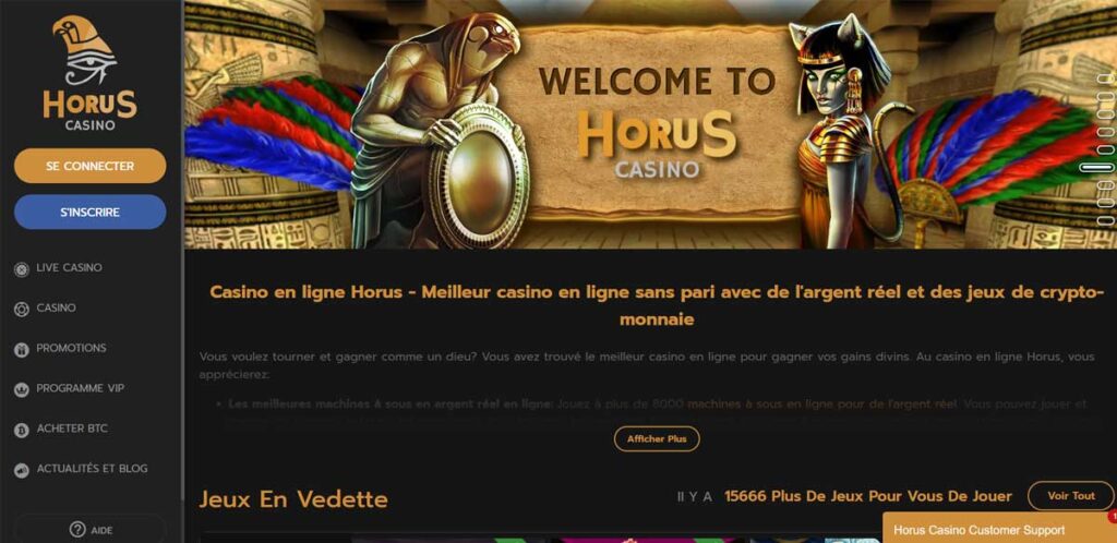 Horus Casino Page