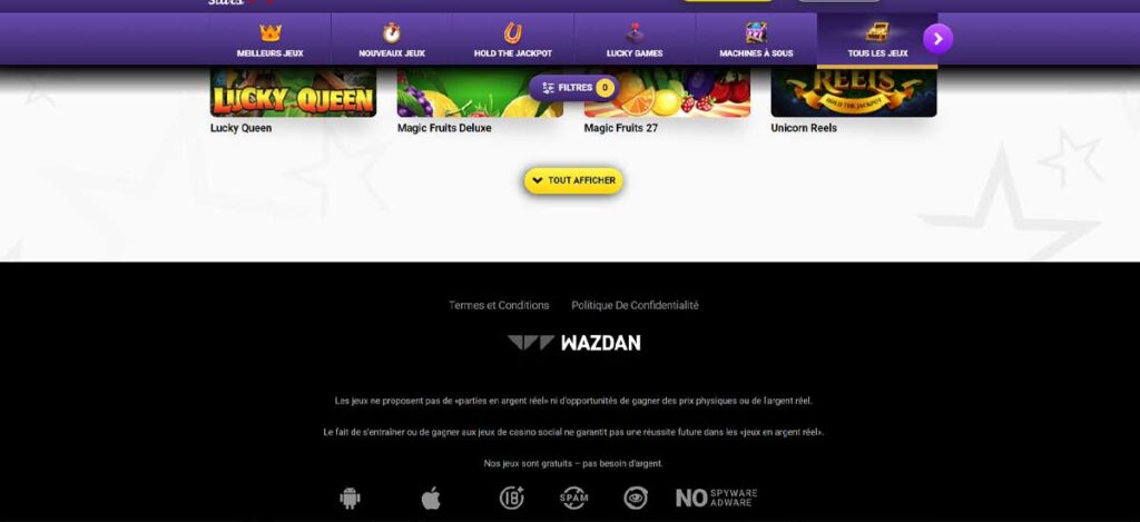 Informations de casino